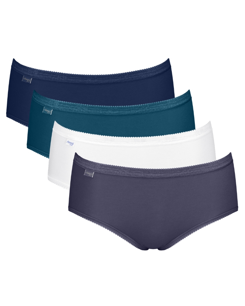 Paquete de 4 calzoncillos midi Sloggi Basic+ (Blanc/Bleu)