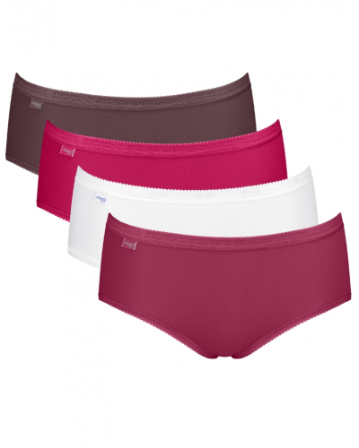 Paquete de 4 calzoncillos midi Sloggi Basic+ (Marron/Rose/Blanc/Rouge)