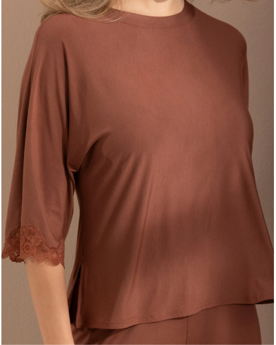 T-shirt manches 3/4 coupe ample Antigel Simply Perfect (Châtaigne)