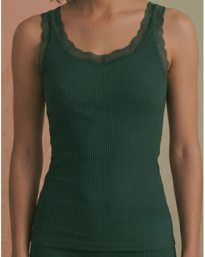 Tank topwool and silk lace leavers Oscalito 3410 (Bosco)