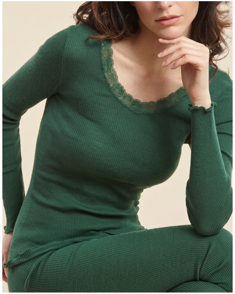 Long sleeve undershirt wool and silk Leavers Oscalito 3416 (Bosco)