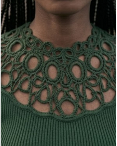 Top sin mangas de canalé lana y seda Macramé Oscalito 7827 (Malachite)