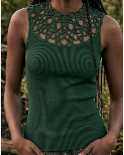 Top sin mangas de canalé lana y seda Macramé Oscalito 7827 (Malachite)