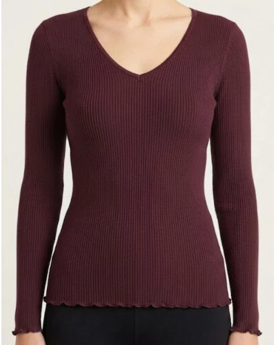 V-neck undershirt wool and silk Oscalito 3486 (Barolo)