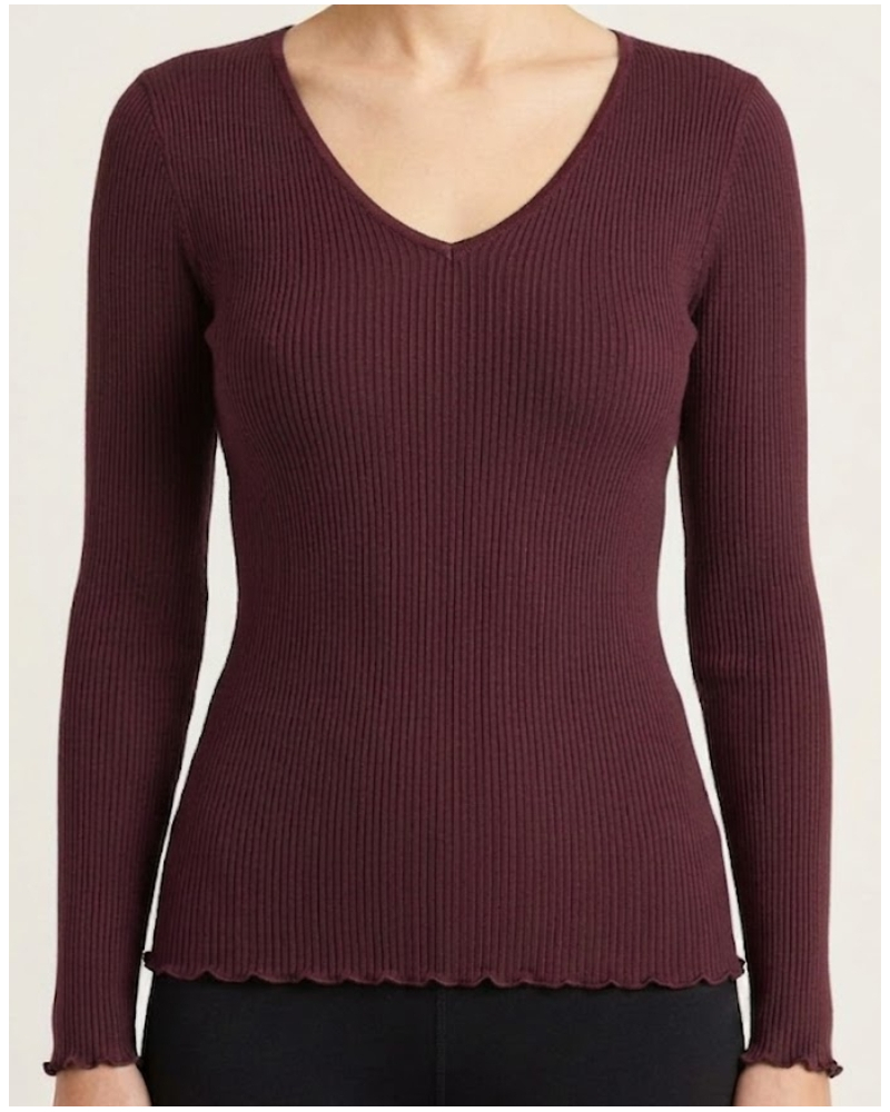Maillot de corps col V laine et soie Oscalito 3486 (Barolo)