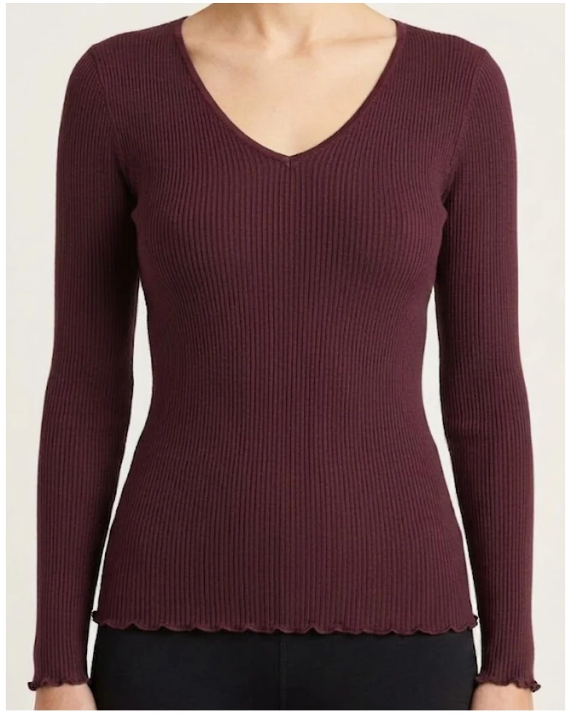 V-neck undershirt wool and silk Oscalito 3486 (Barolo)