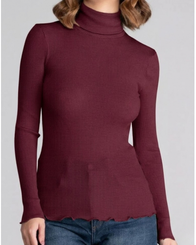 Blusa cuello alto lana y seda Oscalito 3438 (Barolo)