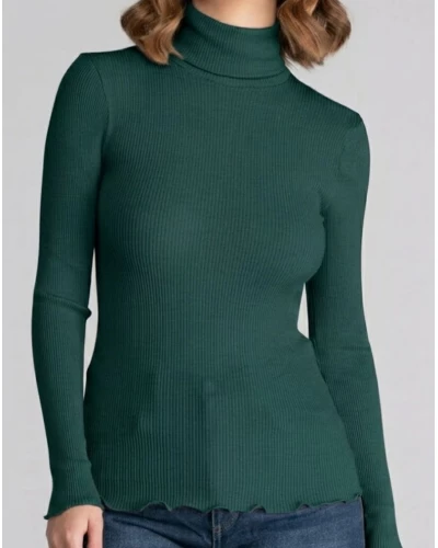 Pull col roulé laine et soie Oscalito 3438 (Malachite)