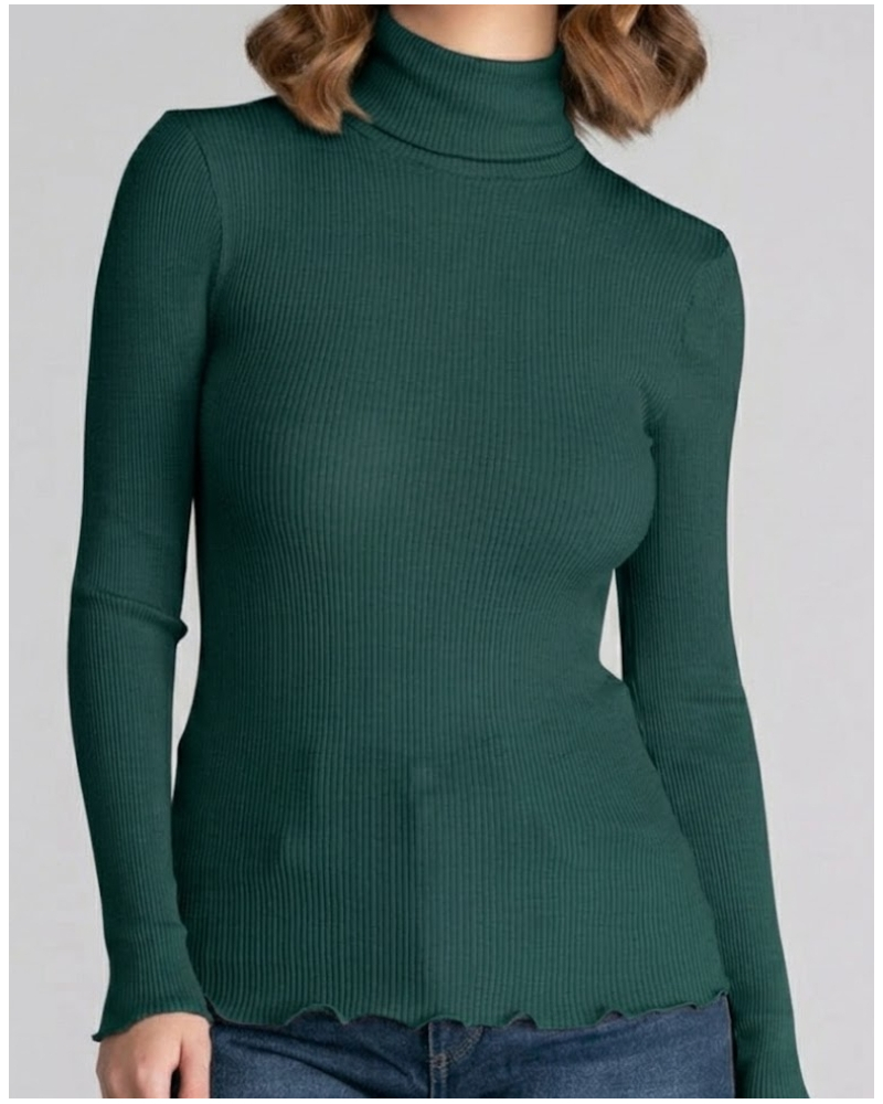 Blusa cuello alto lana y seda Oscalito 3438 (Malachite)