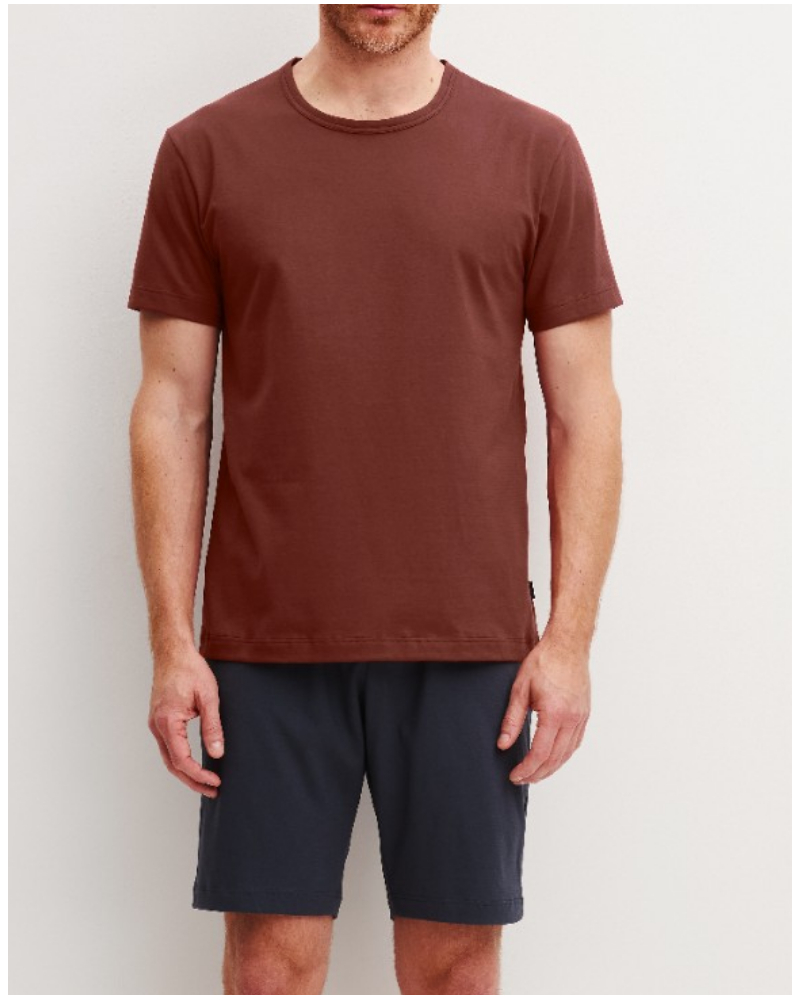 Pijama corto mangas cortas 100% Algodón Calida Relax Essentials (Brick Red)