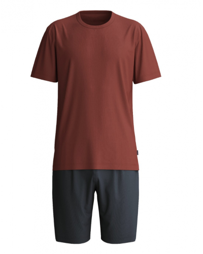 Pijama corto mangas cortas 100% Algodón Calida Relax Essentials (Brick Red)