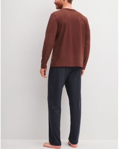 Pyjama long Calida Relax Essentials 100% coton (Brick Red)