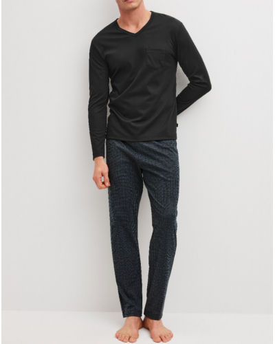 Pyjama long Calida Relax Streamline 100% coton (Noir)