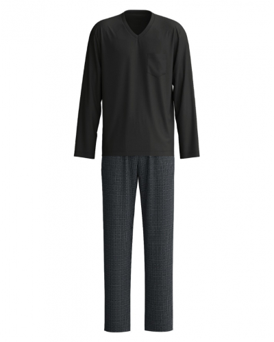 Pyjama long Calida Relax Streamline 100% coton (Noir)
