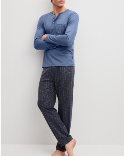 Pijama largo Calida Relax Imprint 100% algodón (Coastal Fjord)