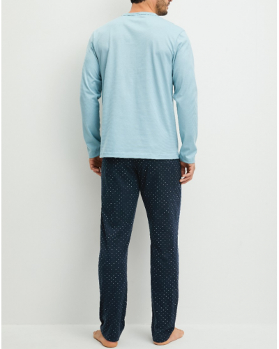 Pyjama long Calida Relax Imprint 100% coton (Tourmaline Blue)
