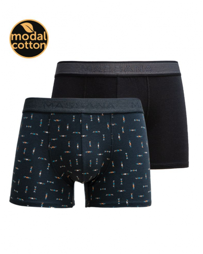 Pack of 2 Boxers Massana cotton (Motif Multicolore/Noir)