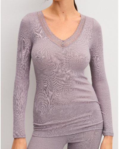 Top mangas largas CalidaSilky Wool Joy Lana & Seda (Purple Dove)