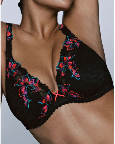 Sujetador plunge con media copa y acolchado Prima Donna Miyara (Floral Eclipse)