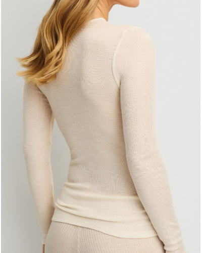 Top mangas largas Lana & Seda Calida Silky Wool Glam (Charm Cream)