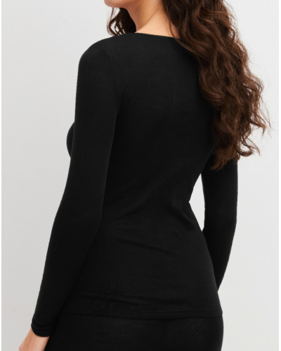 Top mangas largas Calida True Confidence Lana & Seda (WS Schwarz)