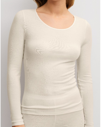 Long sleeves top Calida True Confidence Wool & Silk (Pearl Cream)
