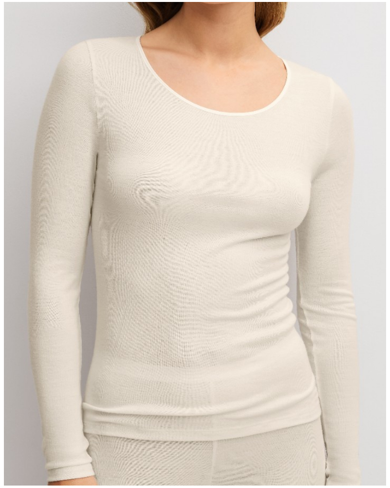 Long sleeves top Calida True Confidence Wool & Silk (Pearl Cream)