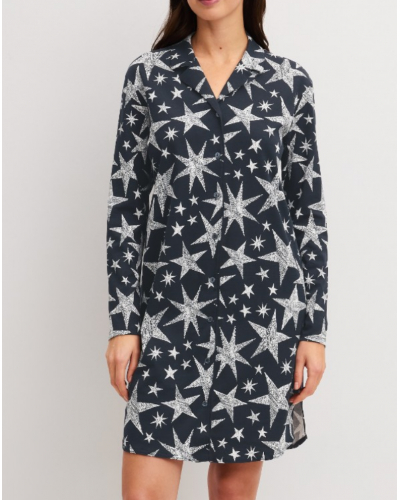 Nightdress long sleeves 100% cotton Calida Winter Dreams (Blue Night)