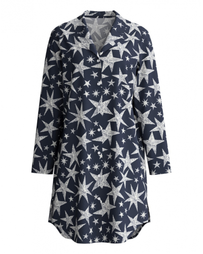 Nightdress long sleeves 100% cotton Calida Winter Dreams (Blue Night)