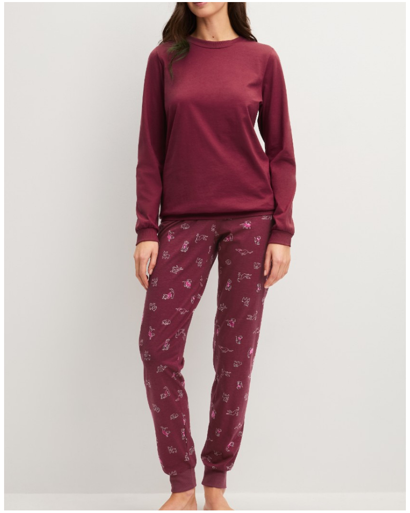 Pyjamas with cuff Calida Family & Friends 100% cotton (Mars Red)