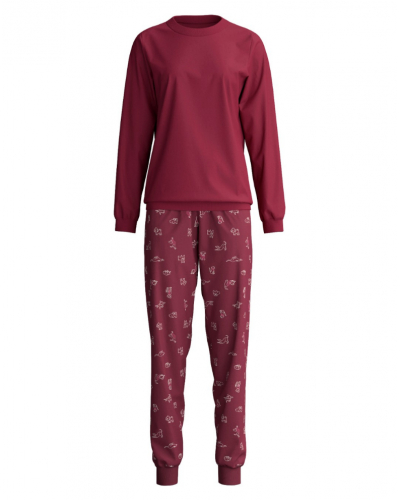 Pijama con ribetes laterales Calida Family & Friends 100% algodón (Mars Red)