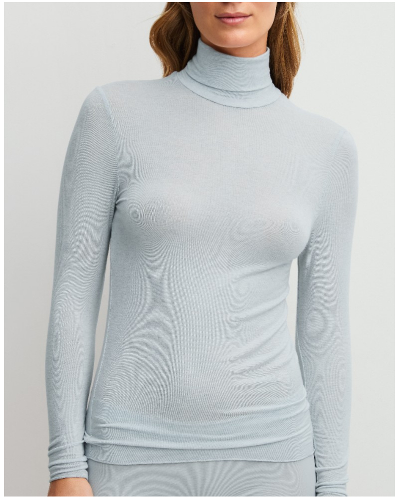 Pull col roulé Calida Second Skin Coton Modal & Laine (Pearl Blue)