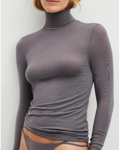 Jersey cuello alto Modal Algodón y Lana Calida Second Skin (Sparrow Brown)