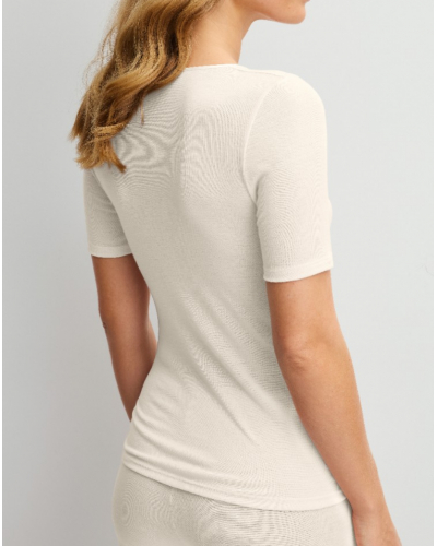 Camiseta de mangas cortas Calida True Confidence Lana & Seda (Pearl Cream)