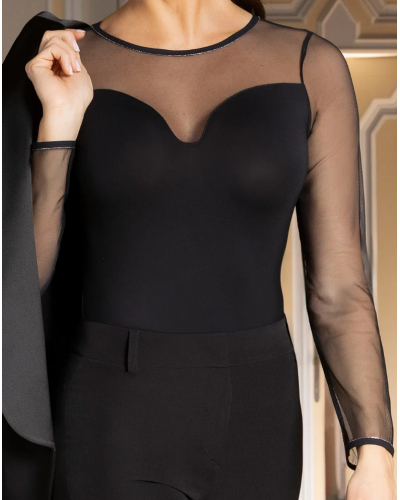Body en Modal Lise Charmel Cuir Sexy Couture (Noir Argent)