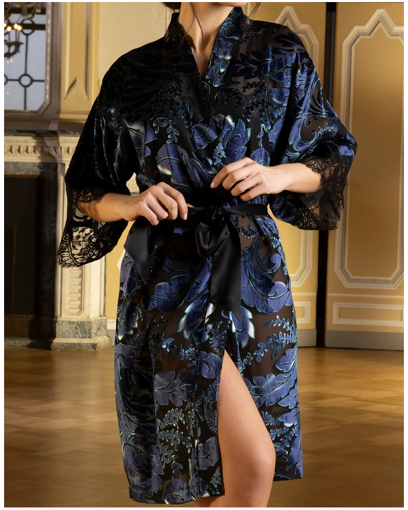 Déshabillé en velours dévoré Lise Charmel Eclat Joallerie (Eclat Saphir)