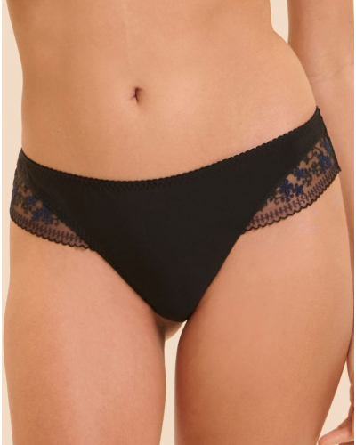 Tanga Simone Pérèle Instant (Noir & Bleu)