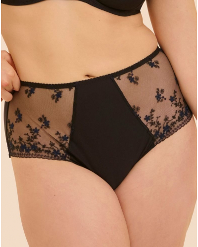 High-waisted cotton knickers Simone Pérèle Instant (Noir & Bleu)
