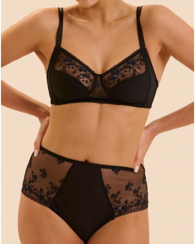 High-waisted cotton knickers Simone Pérèle Instant (Noir & Bleu)