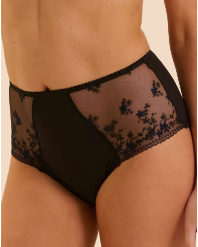 Culotte taille haute coton Simone Pérèle Instant (Noir & Bleu)