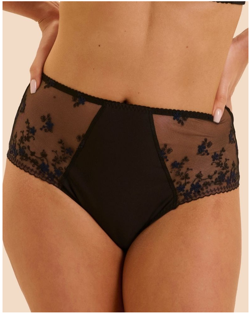 High-waisted cotton knickers Simone Pérèle Instant (Noir & Bleu)