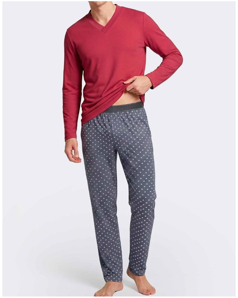 Pyjama long 100% Coton Impetus Urbane Q03 (Red/Grey)
