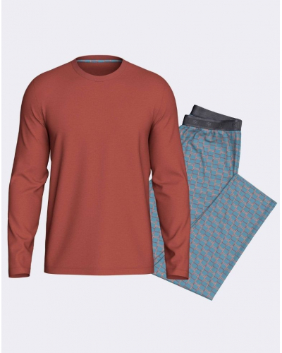 Pijama largo Algodón y Modal Impetus Nexus Q04 (Orange/Blue)