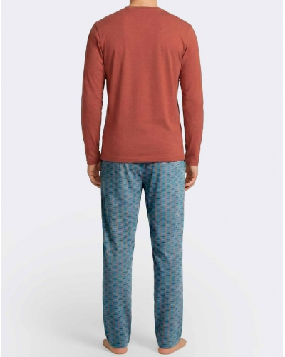 Pijama largo Algodón y Modal Impetus Nexus Q04 (Orange/Blue)