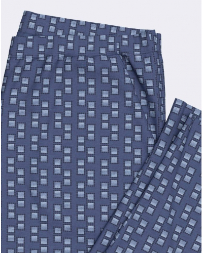 Pyjama long Coton et Modal Impetus Composure Q07 (Imprimé Blue/Blue)