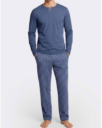 Pijama largo Algodón y Modal Impetus Composure Q07 (Imprimé Blue/Blue)