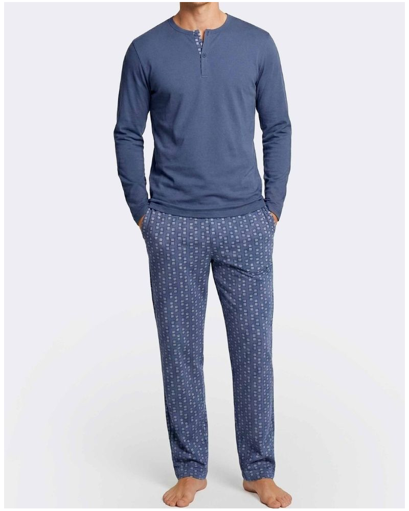 Long pyjama Cotton & Modal Impetus Composure Q07 (Imprimé Blue/Blue)