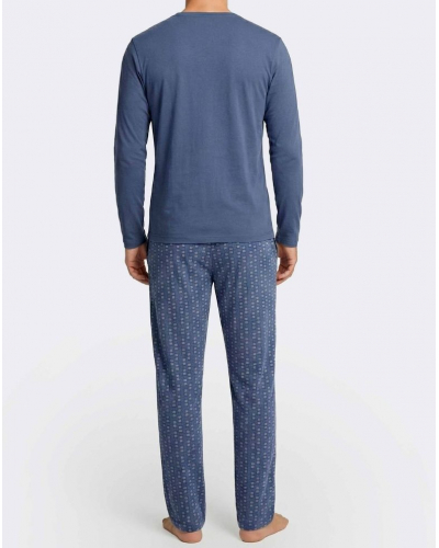 Pyjama long Coton et Modal Impetus Composure Q07 (Imprimé Blue/Blue)