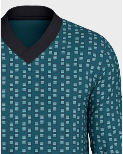 Pyjama long Coton et Modal Impetus Composure Q07 (Green/Navy Blue)