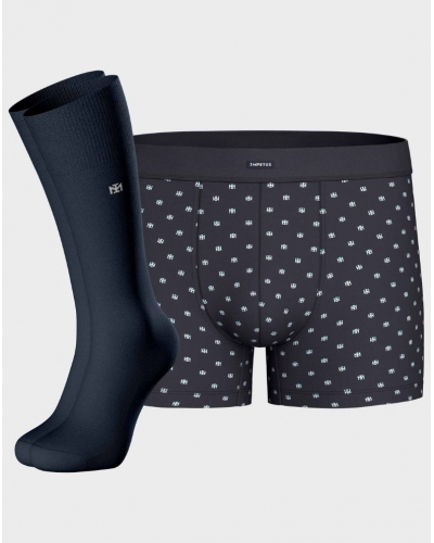 Pack boxer et chaussettes en coton Impetus Urbane Q03 (Imprimé Marine)